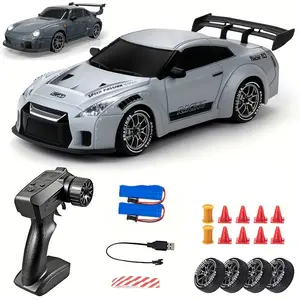 Drift Car, Drift Rc Car, 1:24 Scale Remote Control Vehicle with LED Lights, 2.4GHz 20KM/H 4WD High Speed Cars, Drifting Tires＆Two Batteries, Racing Sports Toy Gifts for Adults Boys Girls and Kids