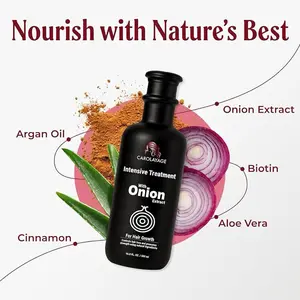 Onion Intensive Hair Treatment | Deep Repair & Hair Loss Control | Infused with Argan, Aloe, Green Tea & Cinnamon | Hydrates, Strengthens & Adds Shine | 16.9 fl oz Haircare Oil Biotin Moisturizing Lightweight Moisturizer