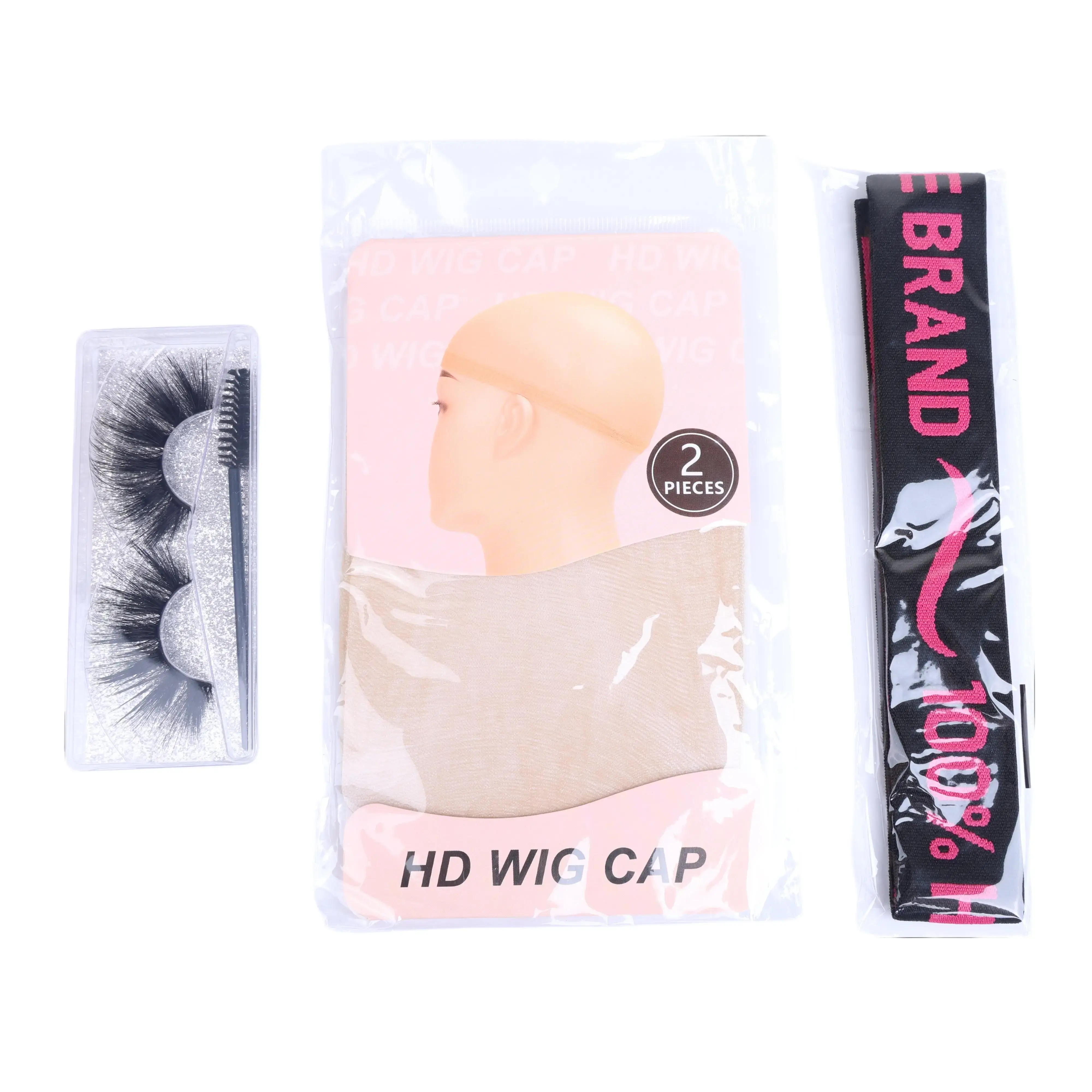 PerisModa 3-Piece Unisex Wig Kit with HD Transparent Wigcap, Elastic Lace Melting Band for Secure Fit, and False Eyelashes
