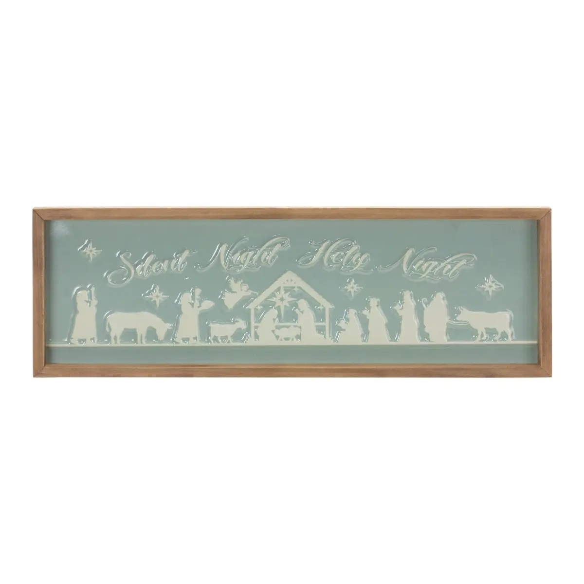 Melrose International 86685DS Rectangular Framed Religious Holiday Christmas Silent Night Metal Iron Wall Decor Sign - 20 in.