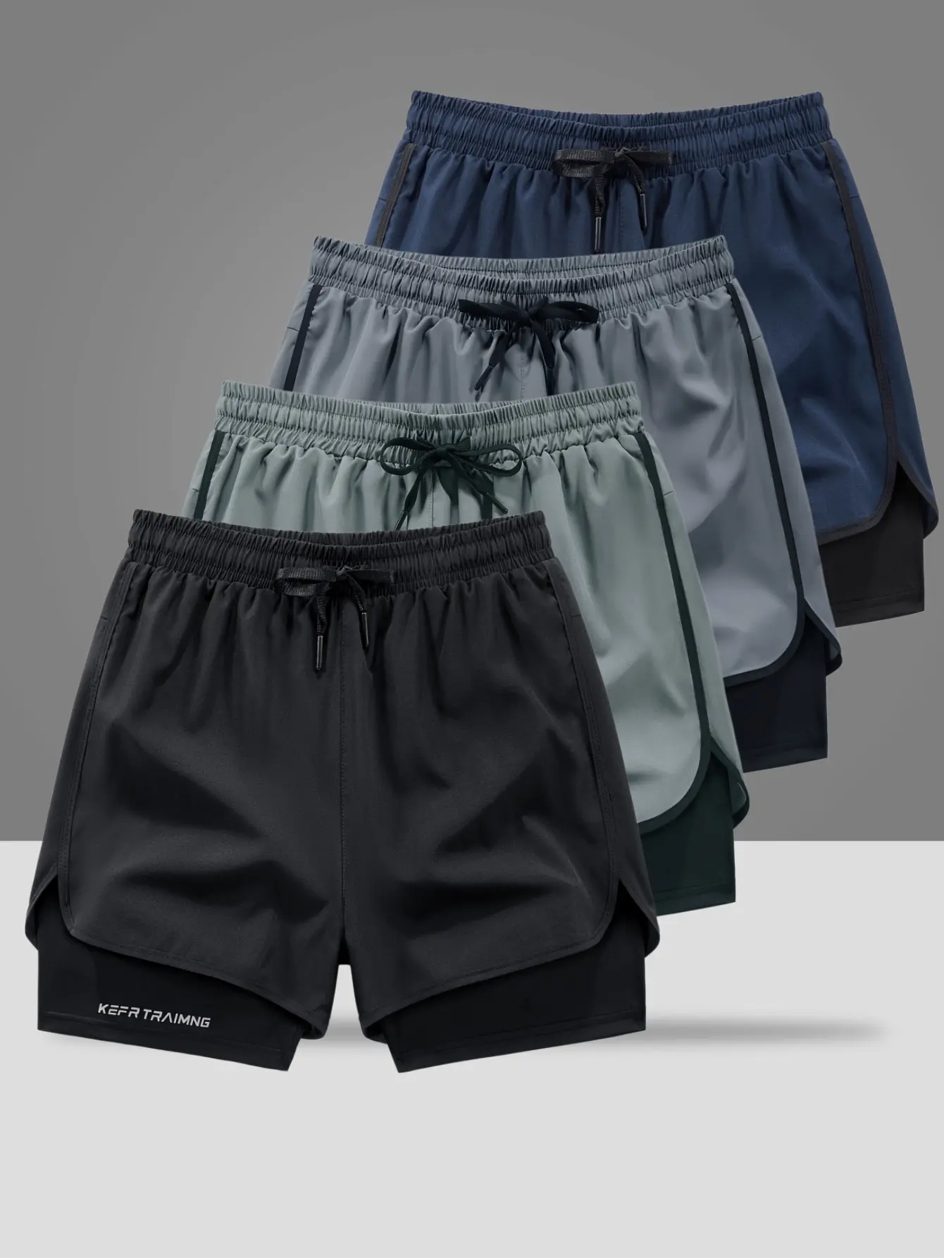 4-Pack Men’s Athletic Shorts, Solid Spandex Stretch Workout Running Shorts with Built-In Inner Liner and Hidden Pockets for Everyday Fitness Activities