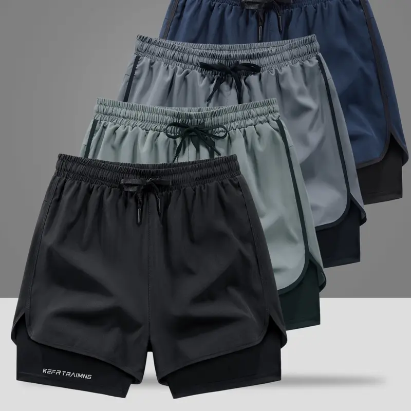 Men’s 4-Pack Tight Above-the-Knee Fitted Active Athletic Shorts - Solid Color, Clean Look, Spandex Stretch, Built-In Inner Liner, Hidden Pockets for Outdoor Workout, Running