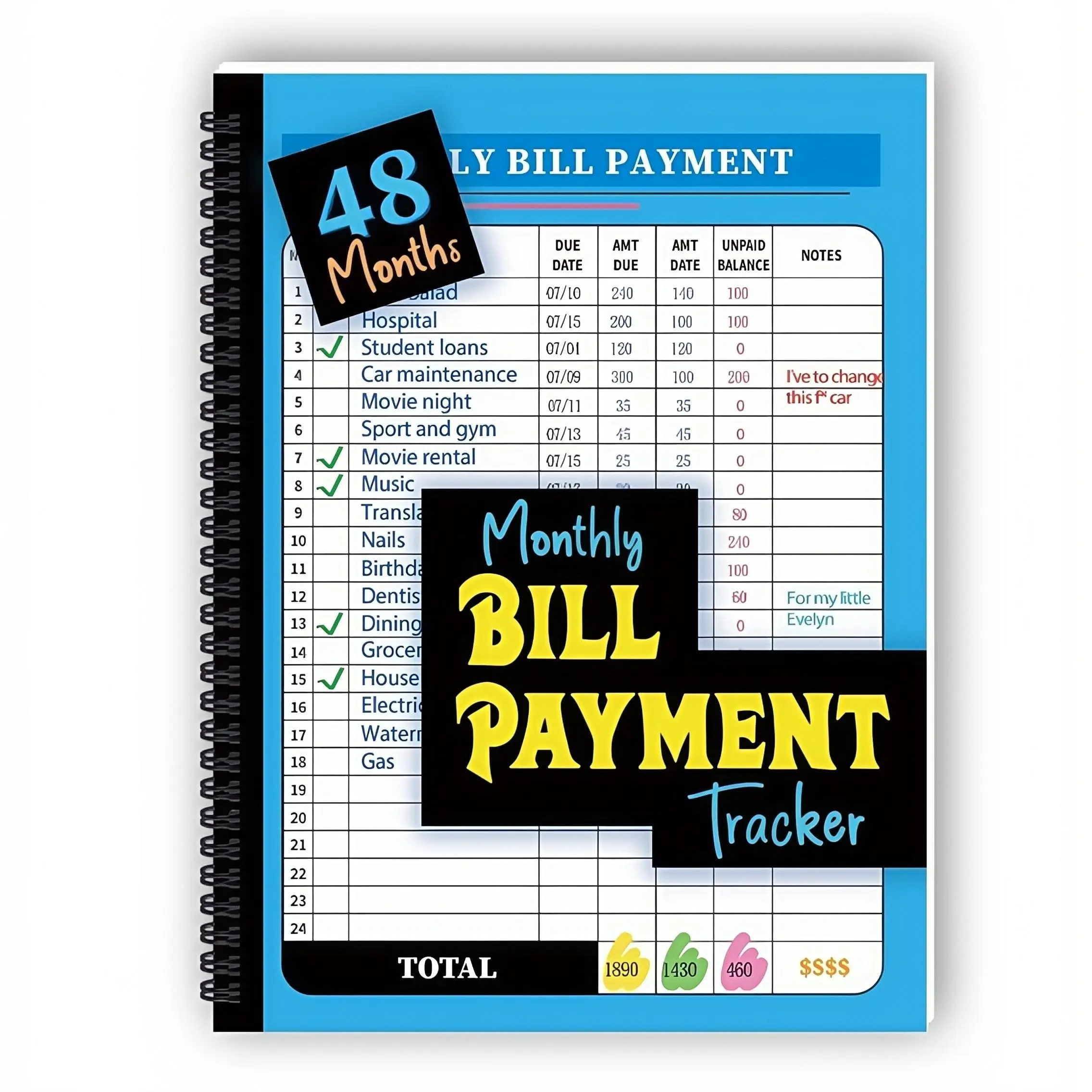 Monthly Bill Payment Tracker Notebook, 1 Count Organiser & Planner, Finance Checklist Organizer, Office Organizer for Budgeting, Financial Management, Office Use