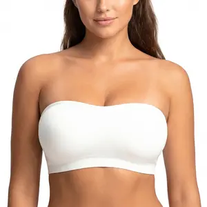 HSIA Luna Women's Supportive Wireless Tube Top Bra Nylon Solid Bra - Plus Size, Anti-Slip Bandeau, Breathable, Seamless, Adjustable Straps, Strapless Basic, Hand Wash Only