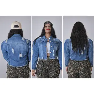 Distressed Cropped Denim Jacket