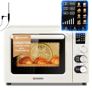 HAUSWIRT 42QT Smart Air Fryer Toaster Oven Combo C45 with Thermometer, XL Large Capacity Oven, 8 Menu Modes Convection Oven Countertop, Four-tier Baking Rack, 1800W, 80°F - 500°F, Non-Stick, White