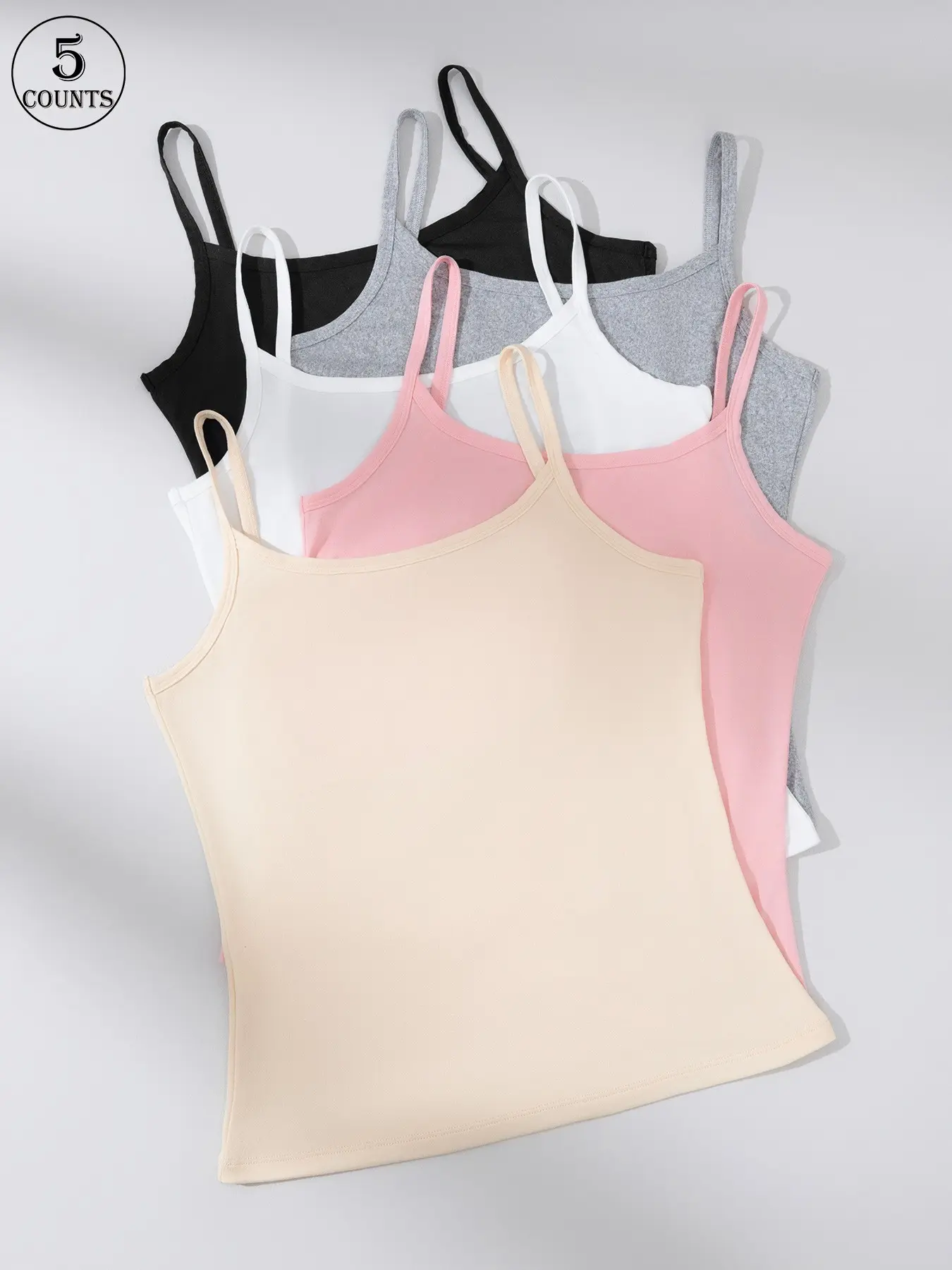 5pcs Women Camisole Basic Sleeveless Tank Top Underwear Casual Minimalist Minimal Versatile Design Lightweight Comfortable for Daily Wear Gift Choice