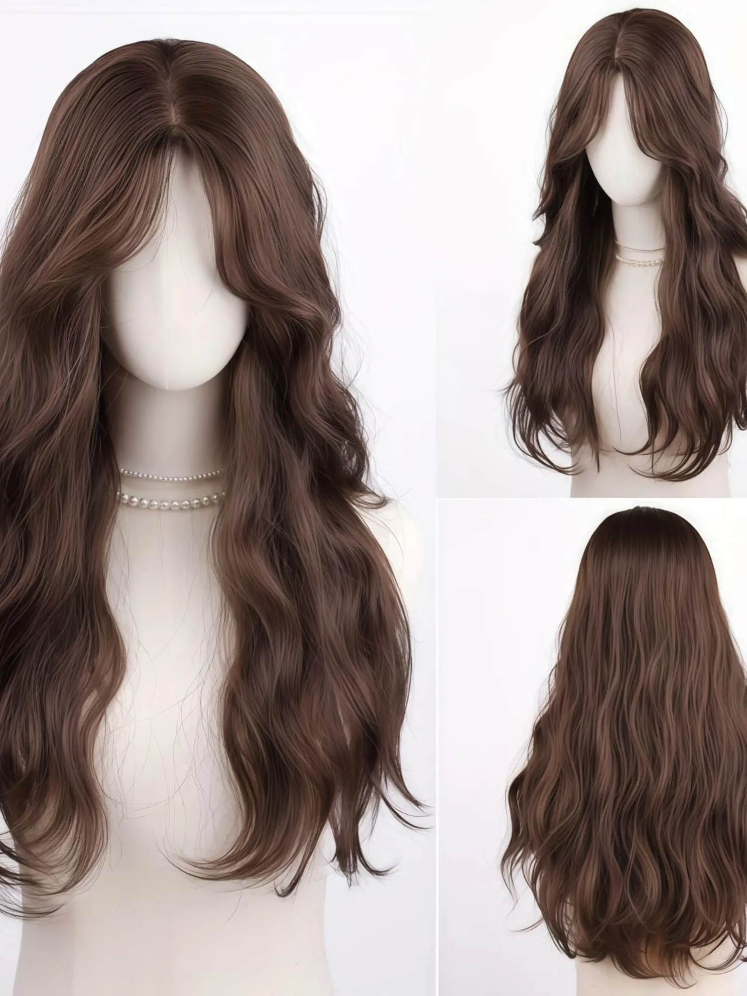 26 Inch Import Silk No Bangs Middle Part Long Hair Highlights Smooth Natural Breathable Comfort Fit, Synthetic Hair Wigs Body Wave Wig Curly Wig for All Seasons Wavy Synthetic Wig