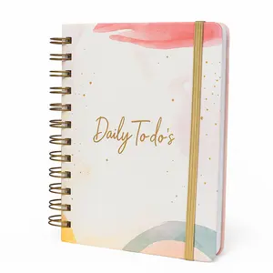 Undated Daily To Do Notebook - Planner Notepad List 6.5x8.5" Cute Colorful Design- Laminated Hard Cover & Rose Gold Spiral Binding- 302 Pages- Daily Task & Lined Notes Pages