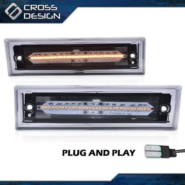 CROSSDESIGN ABS Water Resistant Smoke Lens LED Front Side Marker - LED Truck Pickup Accessory, Compatible with 1981-91 Chevrolet C10 C20 C30 & GMC Trucks, Automotive Indicator