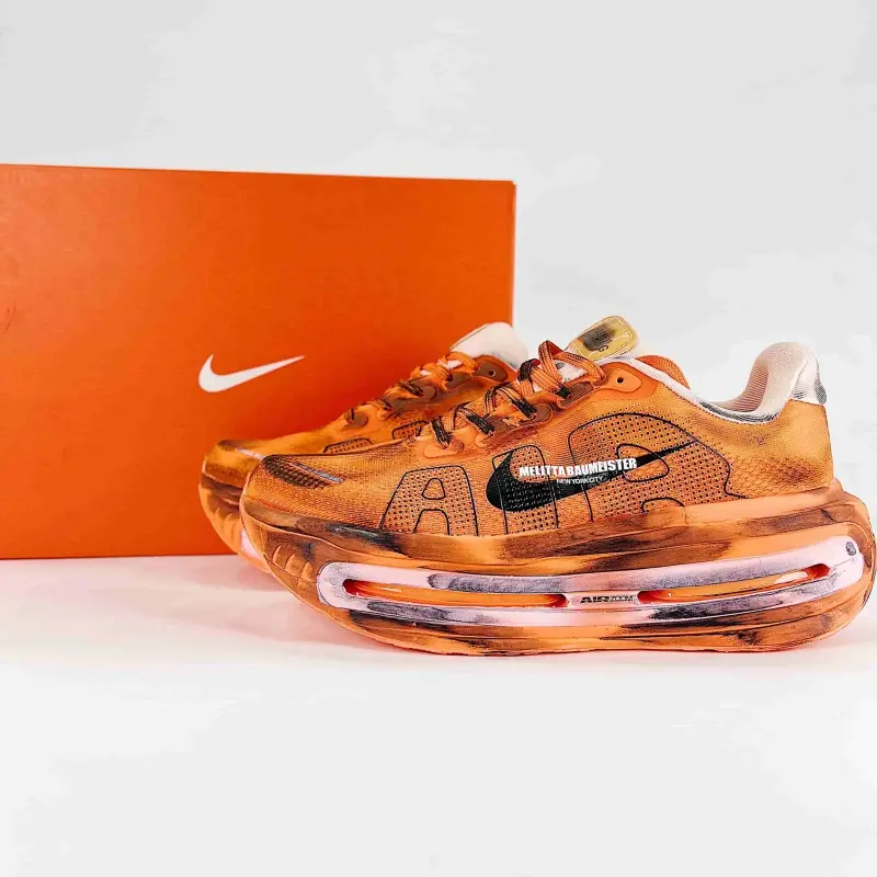Orange Tie‑Dye Knit Mesh Low‑Top Casual Shoes, Air Cushion Thick Midsole, Lightweight Soft Fit, Unisex Outdoor Gym Trendy Sneakers