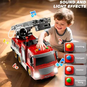 Fire Truck Toy - Fire Trucks Playset with Rotating Ladder, Sound and Light, Vehicle Toy，City Cars Toy set.