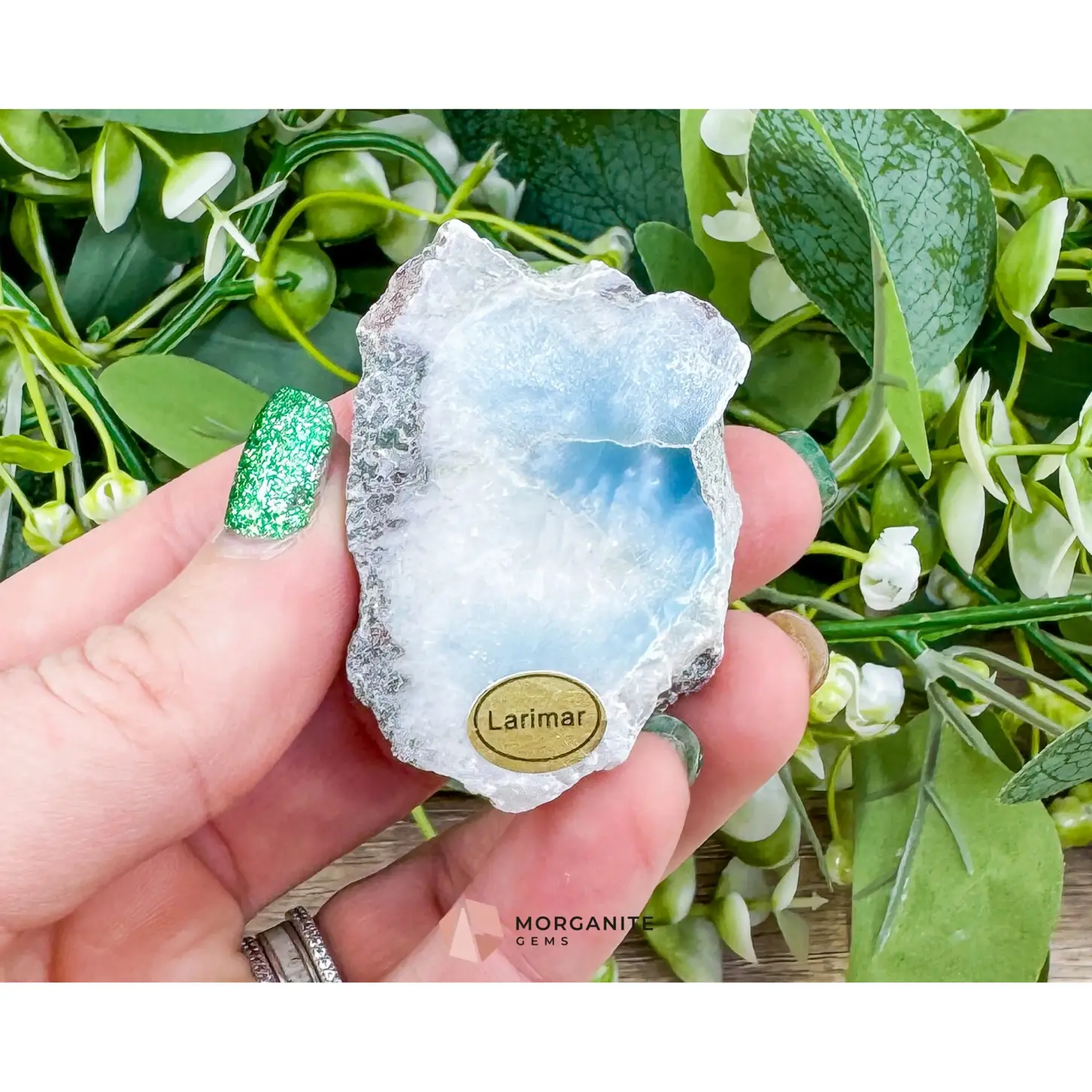Raw Larimar with One Polished Side – No. 3 | Rare Dominican “Stone of Atlantis” Crystal
