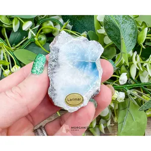 Raw Larimar with One Polished Side – No. 3 | Rare Dominican “Stone of Atlantis” Crystal