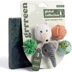 Cat Toys | Plush Earth Animals Stuffed Animal for Cats, Value 5-Pack | Eco Friendly Interactive Cat Toys for Indoor Cats