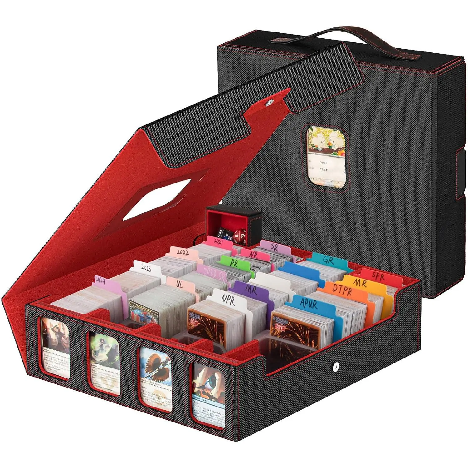Card Storage Box 3200+ MTG Deck Box with 30 Colorful Divider, Commander Trading Card Cases with Portable Handle & Viewing Windows Fits for MTG/TCG/Magic Cards (Black & Red) - TikTok Shop Card Storage Box 3200+ MTG Deck Box with 30 Colorful Divider, Commander Trading Card Cases with Portable Handle & Viewing Windows Fits for MTG/TCG/Magic Cards (Black & Red) - TikTok Shop