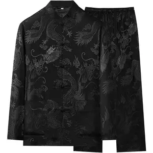 Men Chinese Traditional Tang Hanfu Uniform Shirt Pants Suit for Martial Arts Wing Chun Tai Chi Training