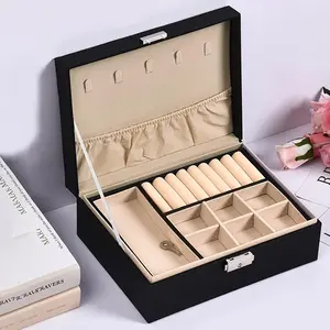 Double Layer Jewelry Storage Box, Lockable Jewelry Storage, 1 Count Large Capacity Dustproof Jewelry Organizer, Home Organizers, Summer for Gift