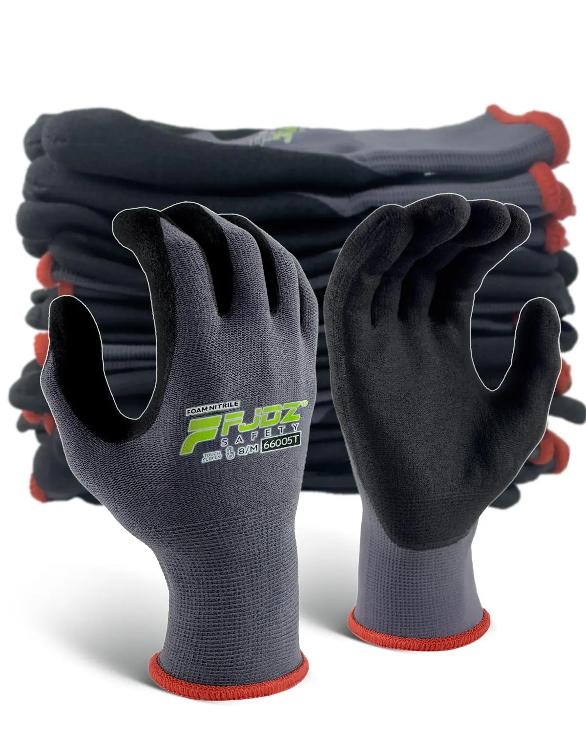FJDZ SAFETY MicroFoam Nitrile Coated Work Gloves with Grip Thin Breathable Durable Touchscreen for Men Women Ultra Cool Comfortable & Versatile Use