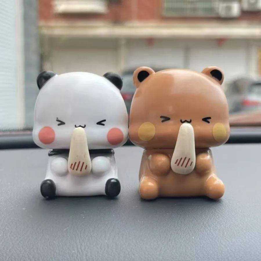 2PC Cute Bubu Dudu Panda Bear Figure Toy Collectible Anime Accessories Kawaii Bear Doll Ornament Home Decor Birthday Christmas Gift