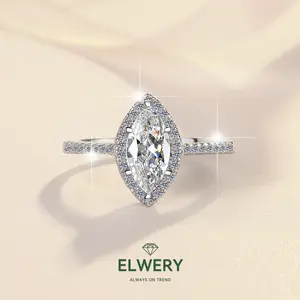 【R-233 | Halo Marquise】Synthetic Moissanite Rings Jewelry Set in 925 Sterling Silver