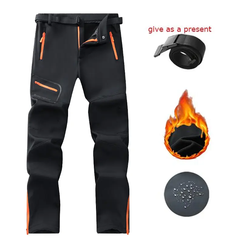 Men’s Softshell Thermal Water-Resistant Utility Pants - Lightweight, Rain-Resistant, Cold-Protective, Multi-Pocket, Zippered Pockets, Outdoor Utilitarian Apparel for Hiking, Skiing, Lightweight Waterproof Men's Pants, Multi-Pocket Utility Men's Pants