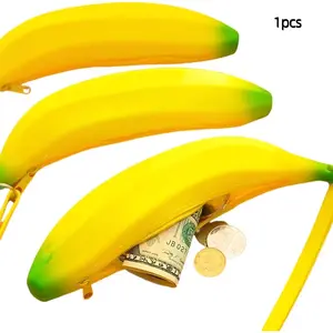Creative Banana Zipper Coin Purse, Handheld Banana Small Wallet, Realistic Fruit Decoration, Cute and Functional Accessory