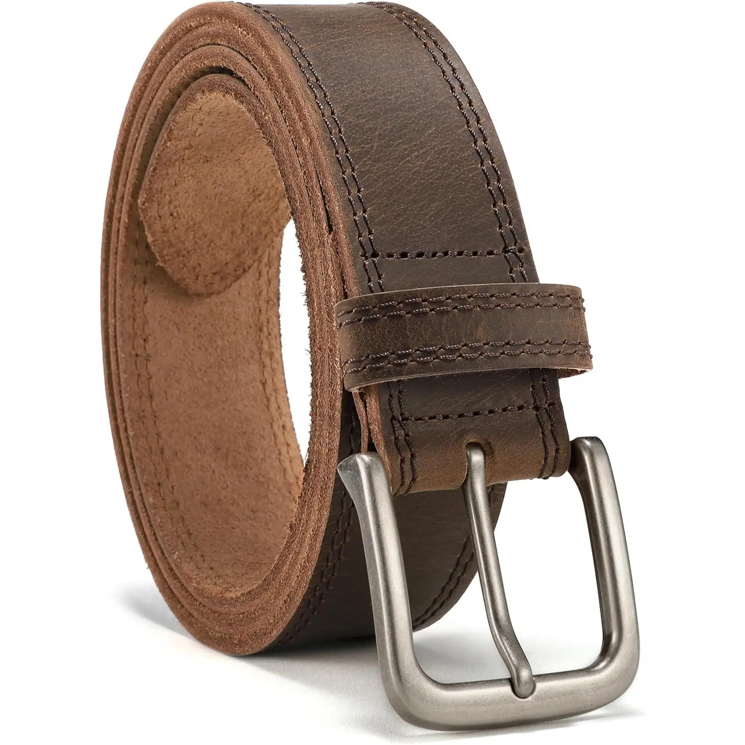 Men's Full Grain Leather Belt - Heavy Duty Casual Men's Belt for Work, Jeans Pants Daily Wear, Casual Men's Belts