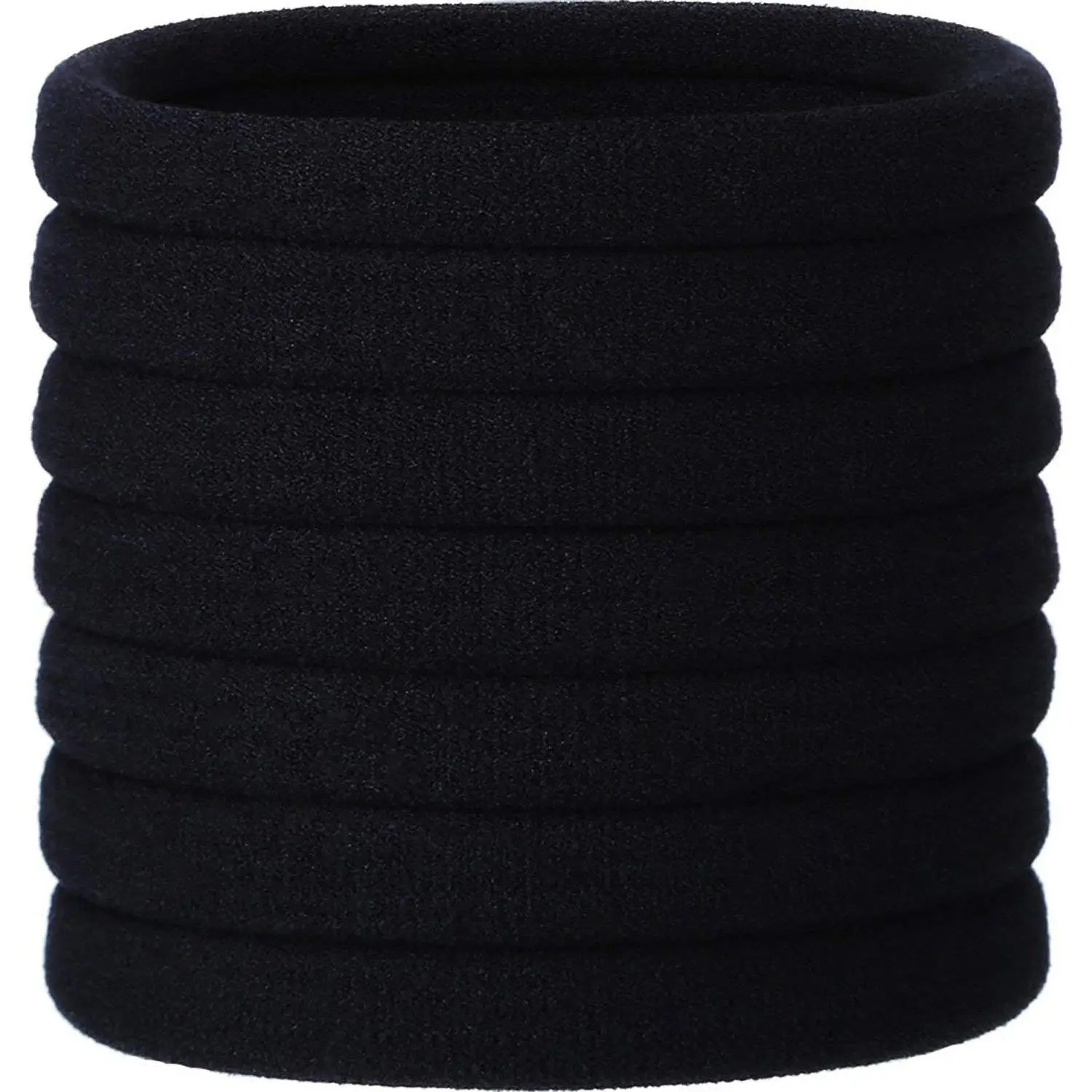 20 Large Elastic Hair Ties, Ponytail Holders for Thick, Heavy, and Curly Hair (Black, 2.0 Inch Diameter, 0.4 Inch Width)