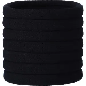 20 Large Elastic Hair Ties, Ponytail Holders for Thick, Heavy, and Curly Hair (Black, 2.0 Inch Diameter, 0.4 Inch Width)