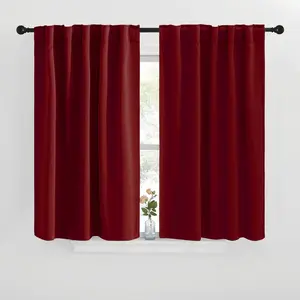 NICETOWN Blackout Window Curtains for Camper - (Burgundy Red Color) 42x40 Inch, 2 Panels Set, Thermal Insulated Room Darkening Blackout Drapes/Draperies with Rod Pocket & Back Tab for Loft