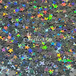 Holographic Silver Stars Shape Glitter - Silver Glitter