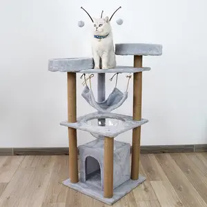 Cat Tree with Scratching Post and Climbing Tower for Small to Medium Cats, Large, Gray