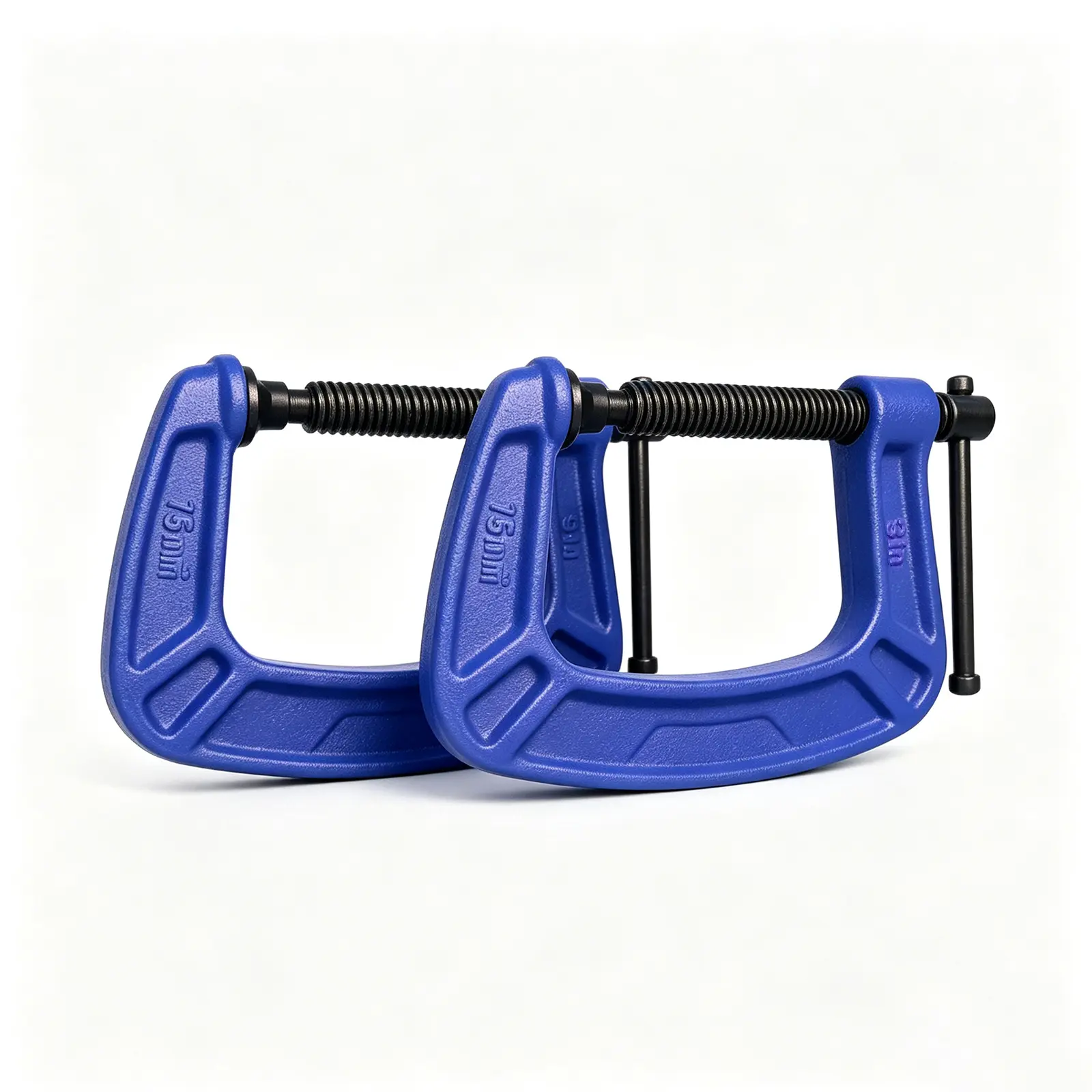 Heavy Duty Cast Steel C-Clamps 2-Pack - 3" Size, 2.7" Deep Throat, 1000 LBS Capacity, Swivel Pads, T-Bar Handle for Controlled Pressure, Rust-Resistant Coating for Reliable Workshop Tasks