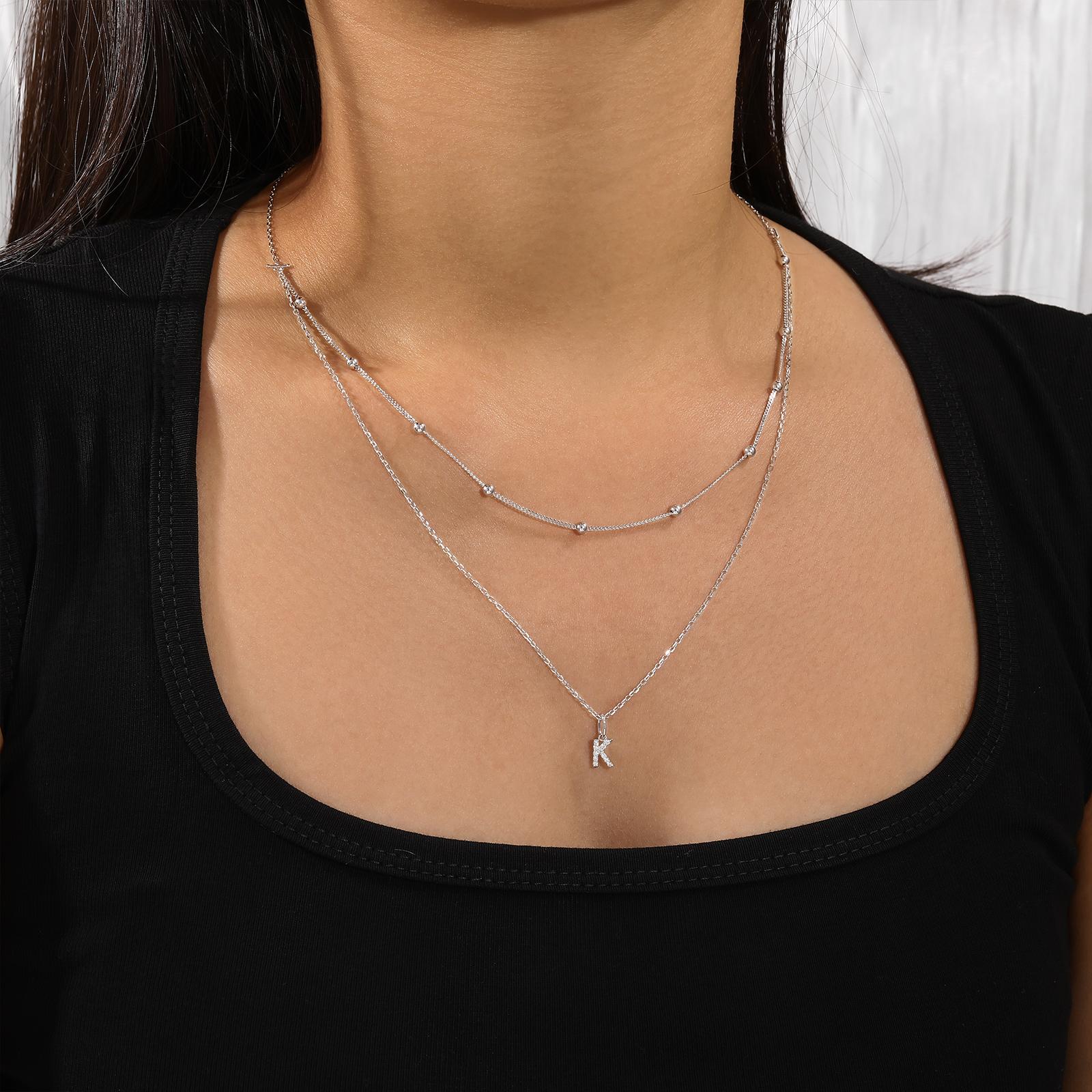 【#P68】 UCCIYO 18K Gold-Plated Minimalist Letter Pendant with Lab-Grown Moissanite S925 Sterling Silver Moissanite Pendant Necklace for Women Men Hip Hop Jewelry Gift