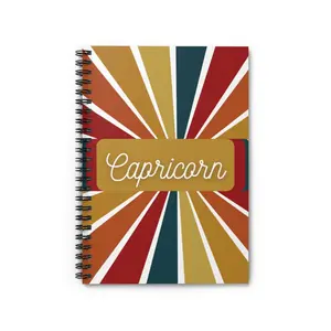 Capricorn Spiral Composition Notebook - Ruled Line - Zodiac Sign - Rainbow themed