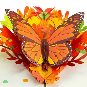 Paper Love Fall Butterfly Pop Up Card - Handcrafted 3D Greeting Card for Autumn, Thanksgiving, Fall Birthday Card