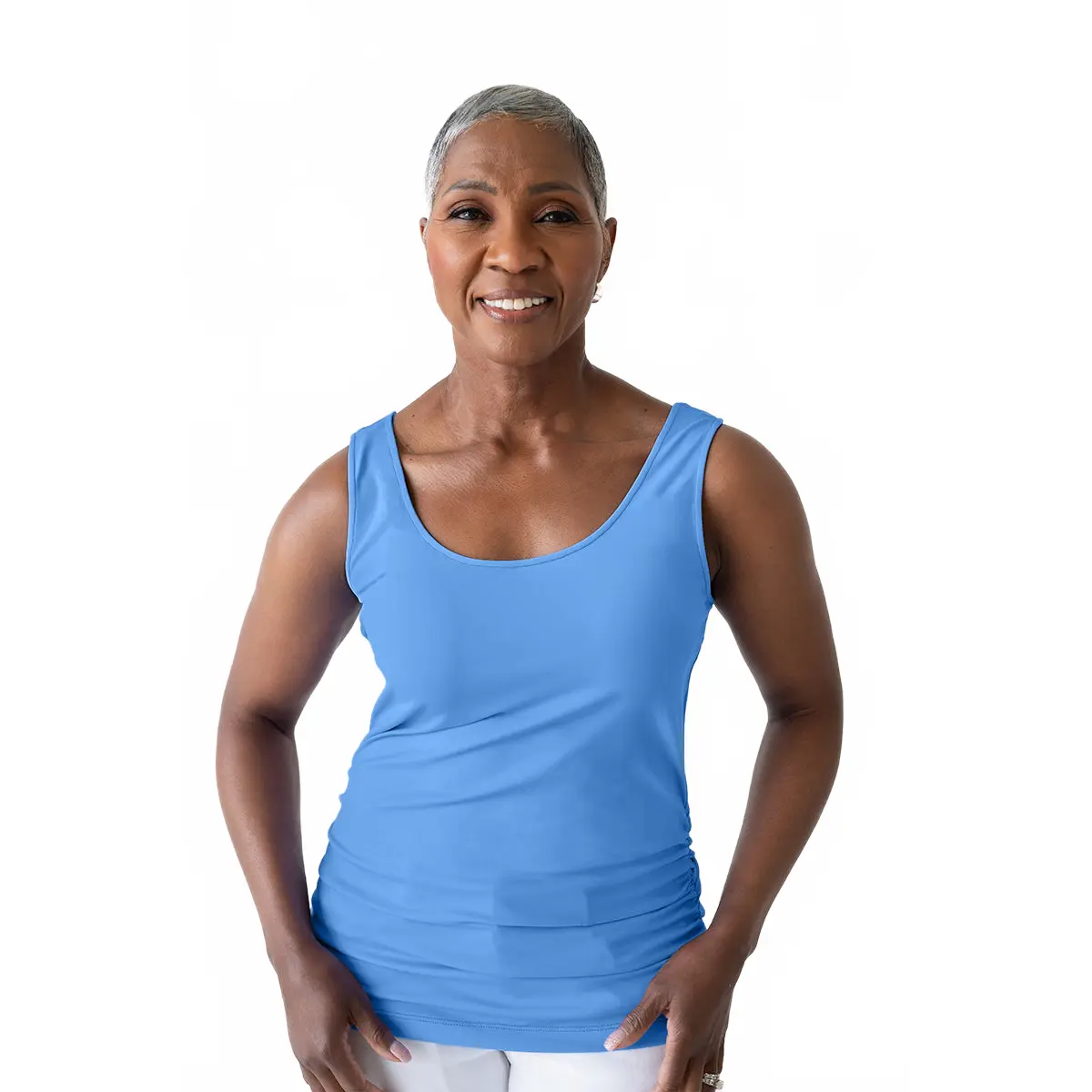 Peg Scoop Neck Ruched Hem Tank Top