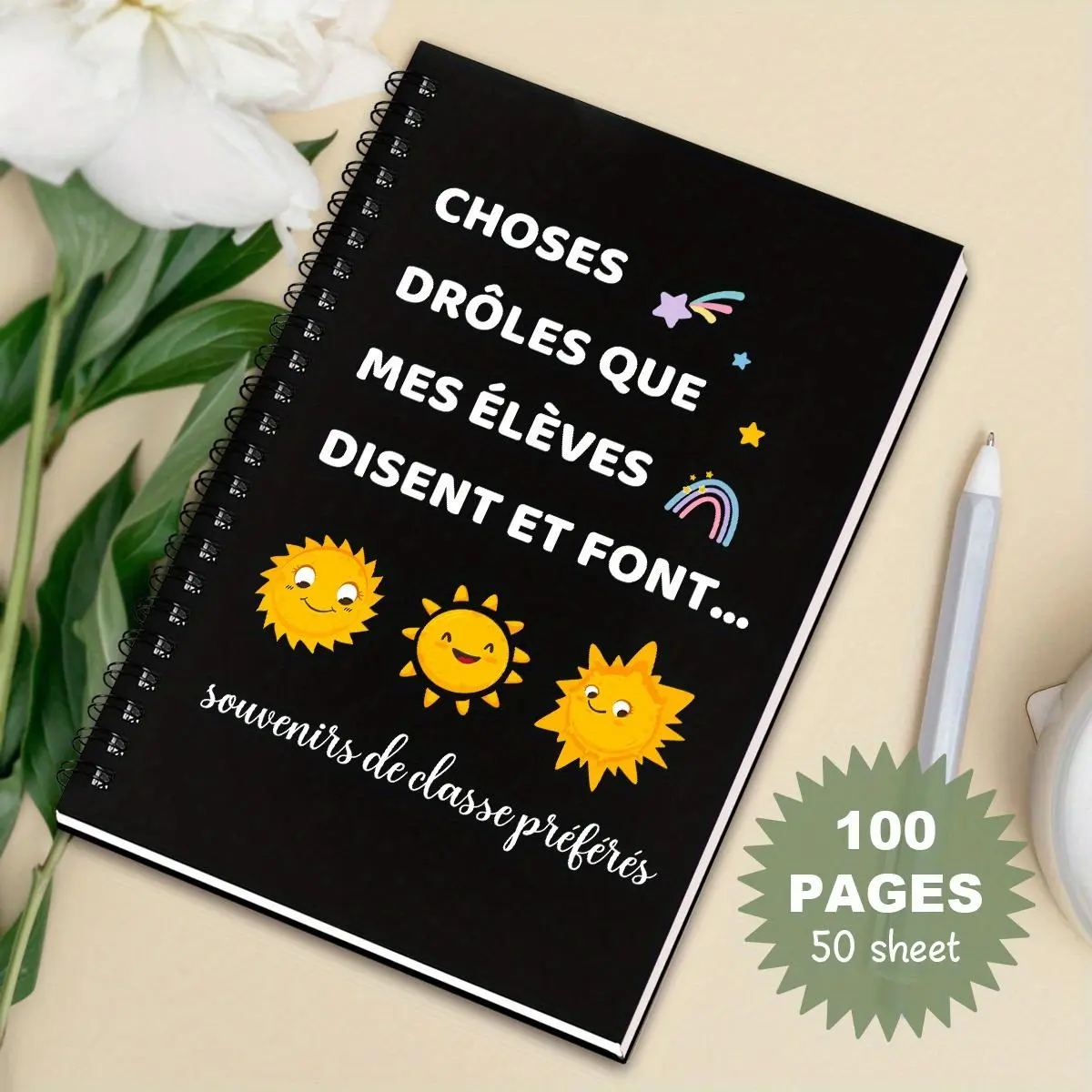 Motivational Spiral Notebook, 1 Count Teacher Appreciation Notebook with 100 Sheets Paper, Perfect for Graduation, Back-To-School, Teacher's Day