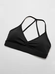 Women's V Neck Tight Yoga Vest, Breathable Sports Bra, Fitted Plain Fabric, Sporty Style, All Seasons Outdoor Fitness Wear, Strappy Workout Bra, Gym Sports Bra