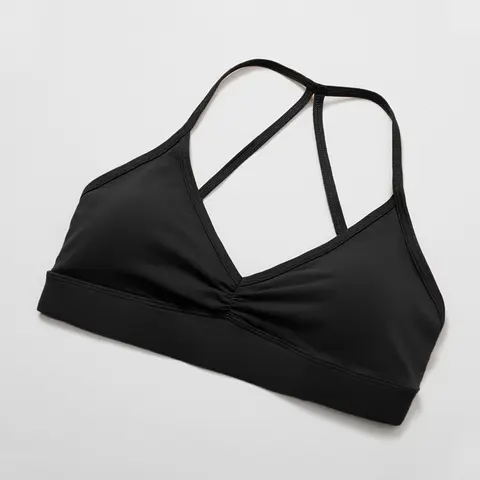 Women's V Neck Tight Yoga Vest, Breathable Sports Bra, Strappy Yoga Bras, Workout Bras, Exercise Bra, Triangle Bra, Fitted Plain Fabric, Sporty Style, All Seasons Outdoor Fitness Wear
