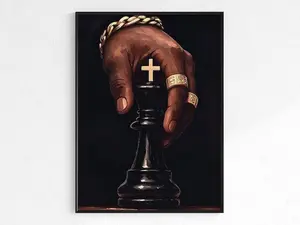 Luxury Chess King Wall Art, Modern Black Gold Poster, Home Decor, No frame