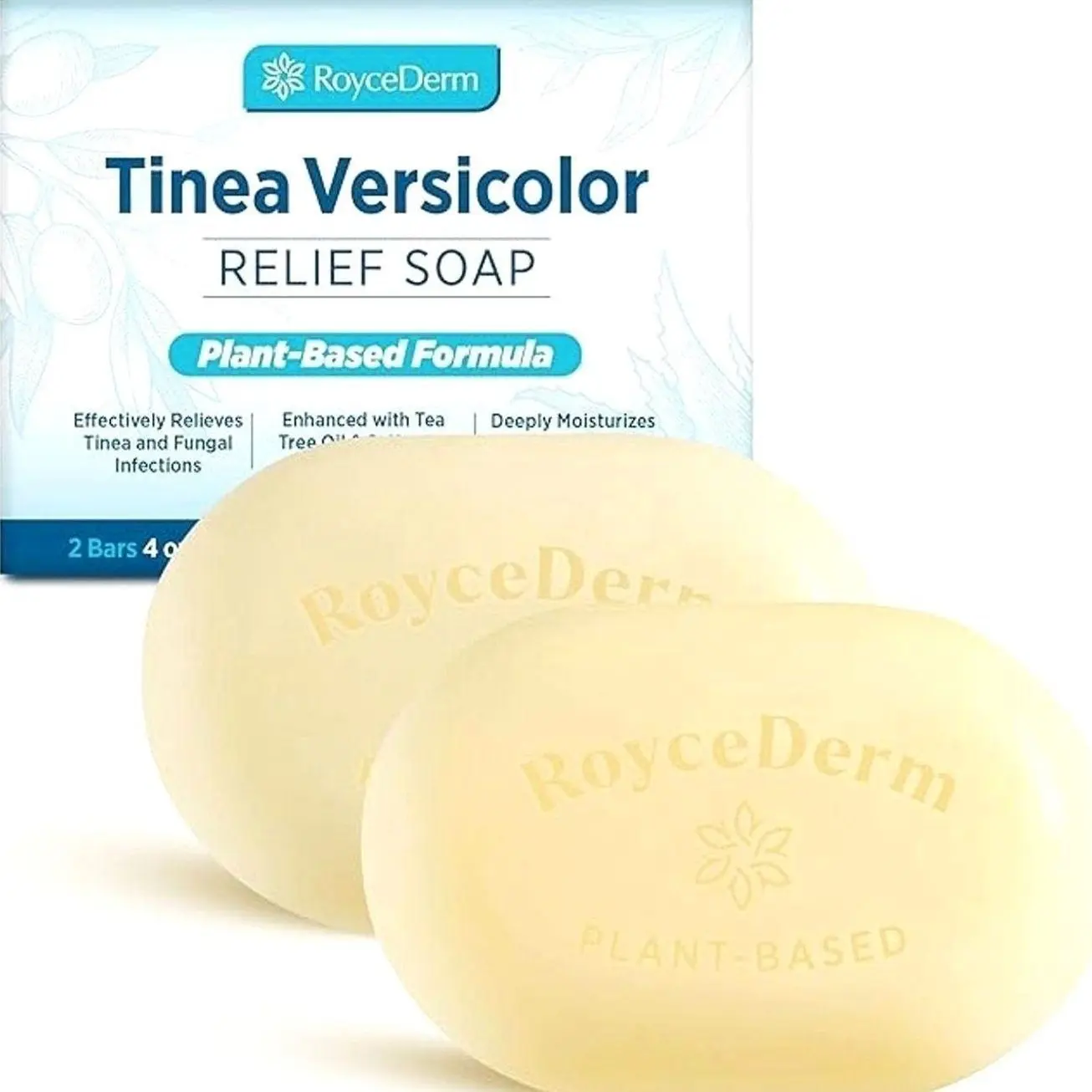 Roycederm Tinea Versicolor Relief Soap: Tea Tree Oil & Sulfur Cleansing Bar, Soothes Irritation, Hydrates & Supports Skin Health