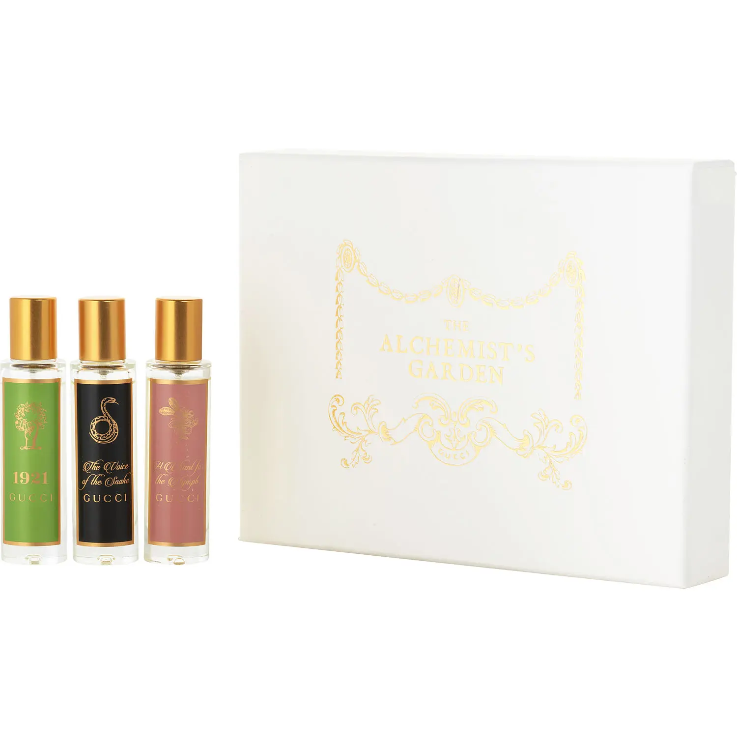 Gucci Variety Set-3 Piece Variety The Alchemist's Garden Festive Set With 1921 & The Voice Of The Snake & A Chant For The Nymph And All Are Eau De Parfum Travel Spray 0.5 Oz Minis For Unisex