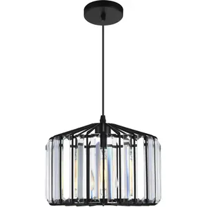 CWI Lighting Alethia 1 Light 10 inch Black Drum Shade Pendant Ceiling Light 9942P10-1-101-C