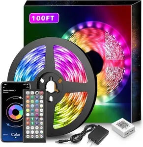 New Deal - Led Lights for Bedroom 100ft Music Sync Color Changing LED Strip Lights Smart with Remote App Control Built-in Mic for Party Home Room Decor Adjustable Lighting Safe Power Supply
