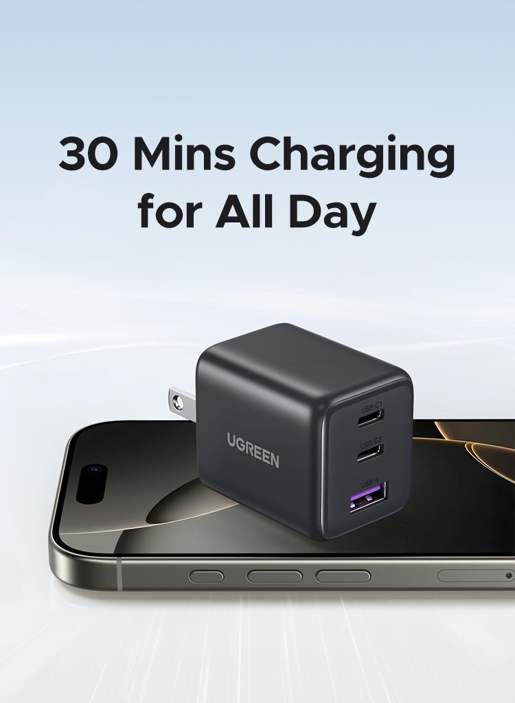 UGREEN 30W 2C1A/20W 1C1A GaN PPS Compact Fast Wall Charger Block USB-C Power Adapter for iPhone Galaxy S25/S24/S23 with Free Gift US Plug 2 USB C + 1 USB A,TikTokShopHolidayHaul UGREEN 30W 2C1A/20W 1C1A GaN PPS Compact Fast Wall Charger Block USB-C Power Adapter for iPhone Galaxy S25/S24/S23 with Free Gift US Plug 2 USB C + 1 USB A,TikTokShopHolidayHaul