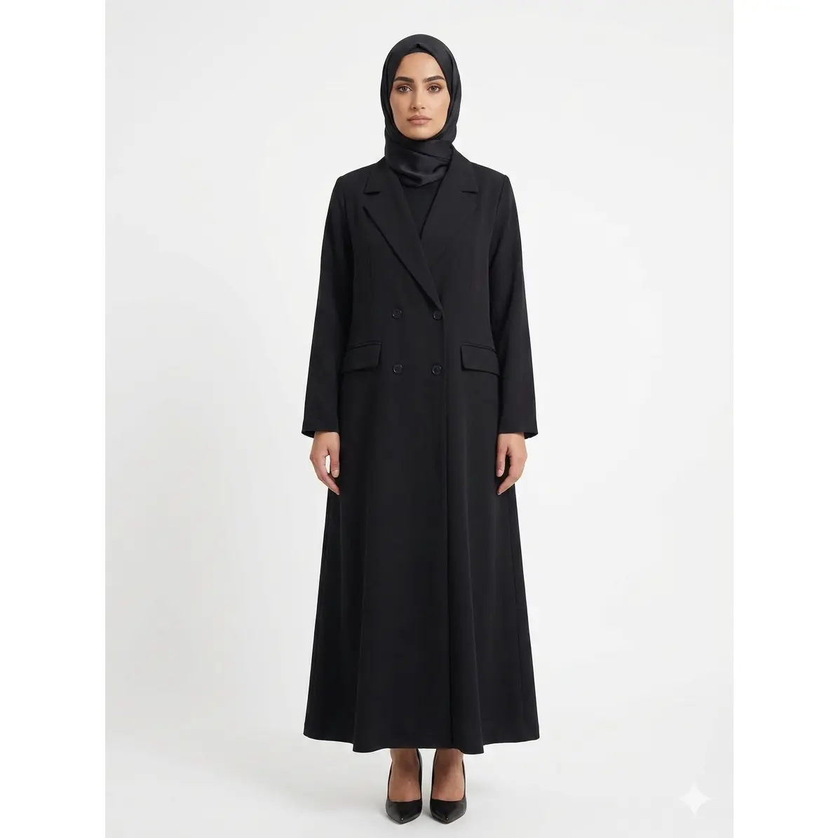Modest Black Blazer Maxi Abaya