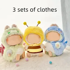 3 Sets Of Clothes For Labubu, Charming  Doll Clothes Outfit, Clothing Set, Cosplay Animals, Bees, Sharks, Dinosaurs cosplay, Suitable For 17cm Dolls, Cute Play and Display Accessories