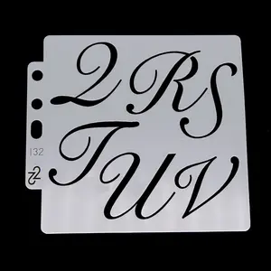 5-Piece Floral Calligraphy Letter Templates, Pre-Traced Lace Edges, Ideal for Stenciling, Covering, and Cutting, Art Supplies